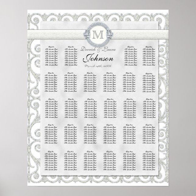 Póster Tabla de asientos de la mesa de recepción, diamant (Frente)