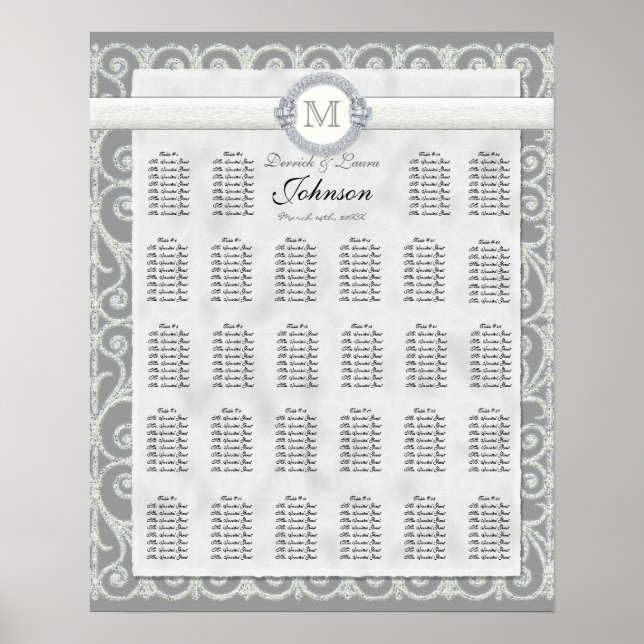 Póster Tabla de asientos de la mesa de recepción, diamant (Frente)