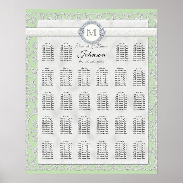 Póster Tabla de asientos de la mesa de recepción, diamant (Frente)