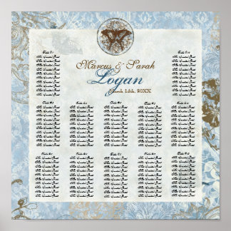 Póster Tabla de asientos de la mesa de recepción Fleur di