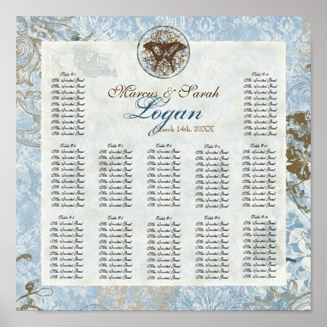 Póster Tabla de asientos de la mesa de recepción Fleur di (Frente)