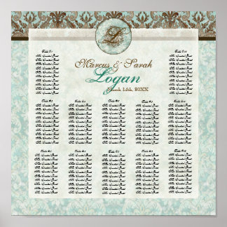 Póster Tabla de asientos de la mesa de recepción Fleur di