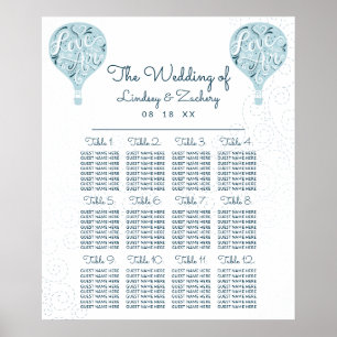 Póster Tabla de asientos de la mesa del Boda del globo de