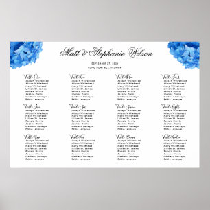 Póster Tabla de asientos de la tabla del Boda de hidrange