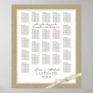 Póster Tabla de asientos de los Bodas Burlap y Antique Wh