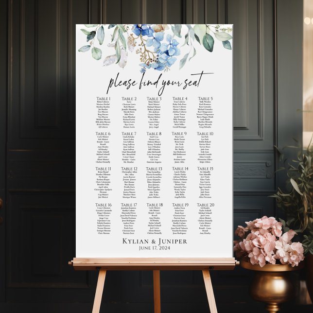 Póster Tabla de asientos de los bodas de hidrangea 20 tab (Subido por el creador)