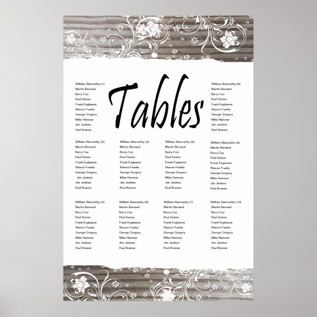 Póster Tabla de asientos de madera con bandas (Frente)