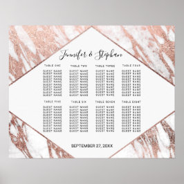 Póster Tabla de asientos de mármol moderno y blanco de or