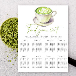 Póster Tabla de asientos de Matcha tea Boda