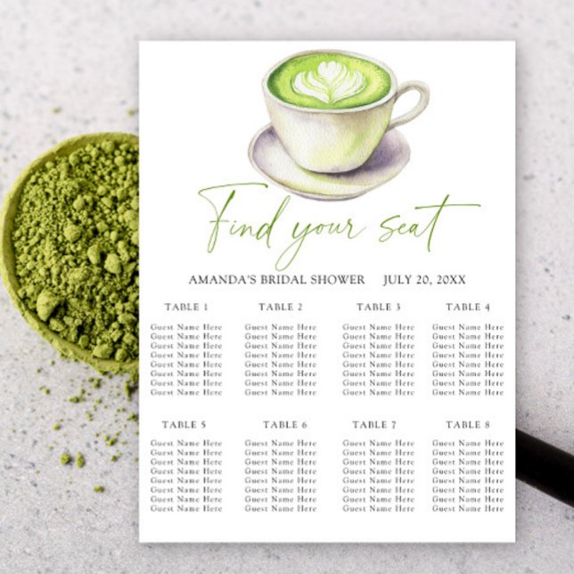 Póster Tabla de asientos de Matcha tea Boda (Subido por el creador)