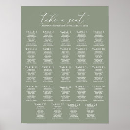 Póster Tabla de asientos de mesa mínima de Boda verde de 