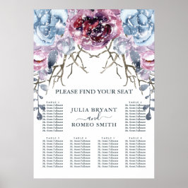 Póster Tabla de asientos de nieve floral de Boda de Invie