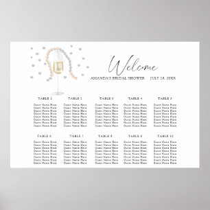 Póster Tabla de asientos de Perlas y bodas Prosecco