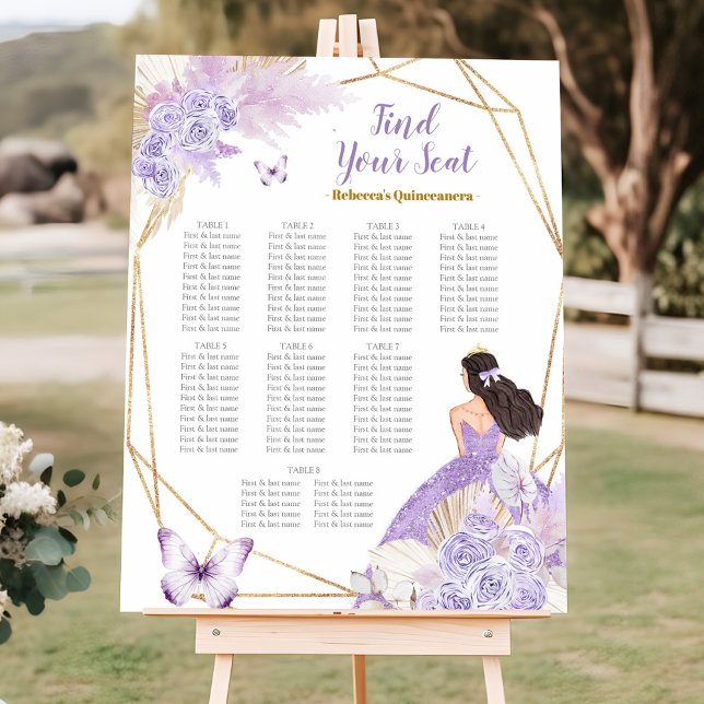 Póster Tabla de asientos de Quinceañera de mariposa púrpu (Subido por el creador)