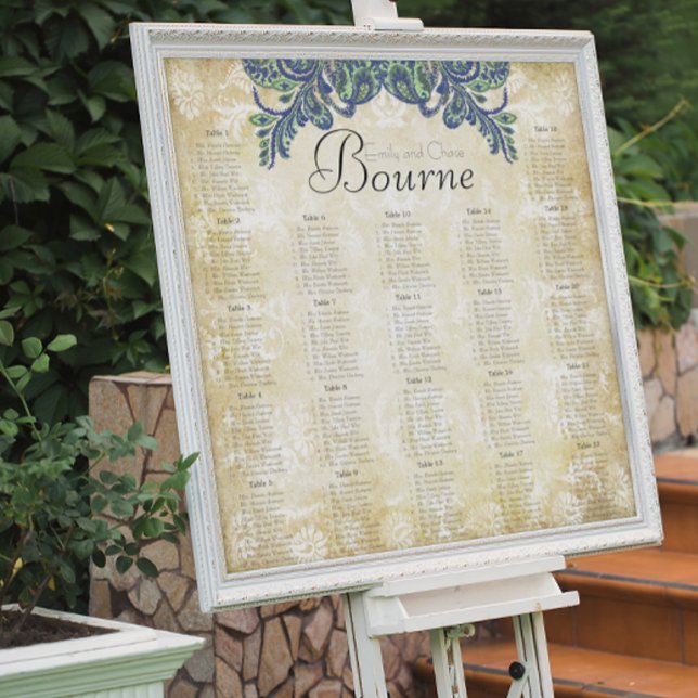 Póster Tabla de asientos de recepción de colores paisley  (Subido por el creador)