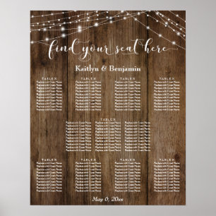 Póster Tabla de asientos de recepción de luz y personaliz