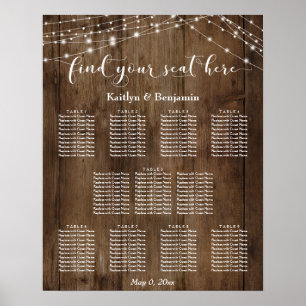 Póster Tabla de asientos de recepción de luz y personaliz