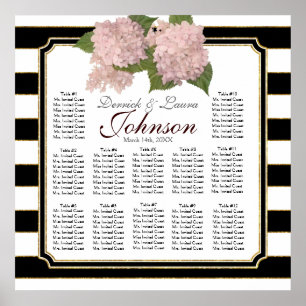 Póster Tabla de asientos de recepción Hidrangea rosa Mode