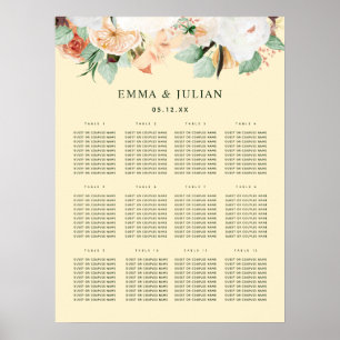 Póster Tabla de asientos del Boda Boho Yellow Bloom