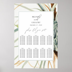 Póster Tabla de asientos del Boda botánico de Boho neutro
