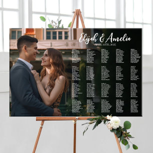 Póster Tabla de asientos del boda con edición fotográfica