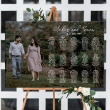 Tabla de asientos del boda con edición fotográfica