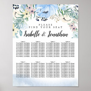 Póster Tabla de asientos del Boda de 8 mesas DIY Floral a