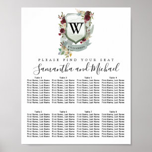 Póster Tabla de asientos del Boda de 8 tablas del Escudo 