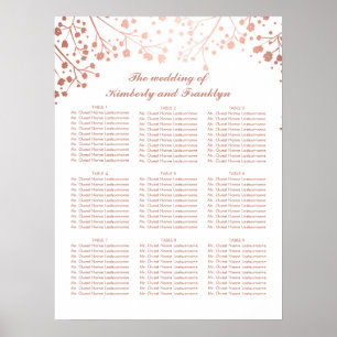 Póster Tabla de asientos del Boda de aliento del bebé Ros