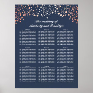 Póster Tabla de asientos del Boda de aliento del bebé Ros