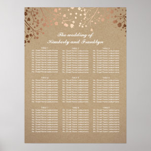 Póster Tabla de asientos del Boda de aliento del bebé Ros