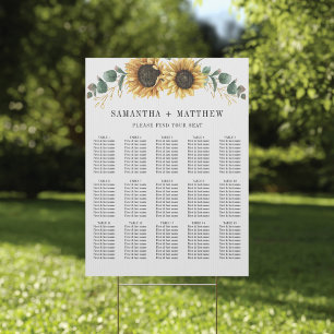 Póster Tabla de asientos del Boda de flores de girasol Eu