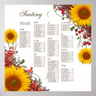 Póster Tabla de asientos del Boda de girasol