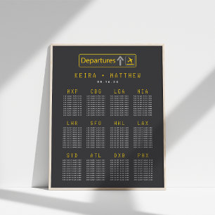 Póster Tabla de asientos del Boda de la placa de salida d