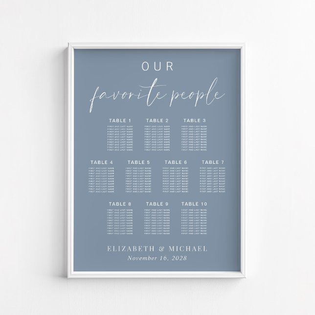 Póster Tabla de asientos del Boda de mesa 10 azul turbio  (Subido por el creador)