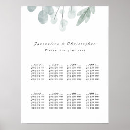 Póster Tabla de asientos del Boda de mesa Eucalyptus Flor
