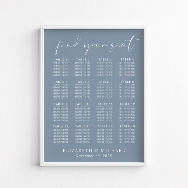 Póster Tabla de asientos del Boda de mesa moda Dusty Blue (Subido por el creador)