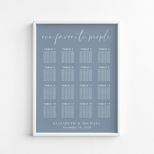 Póster Tabla de asientos del Boda de mesa moda Dusty Blue (Subido por el creador)