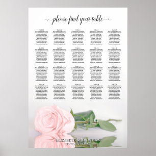 Póster Tabla de asientos del Boda de mesa Rubor Pink Rose
