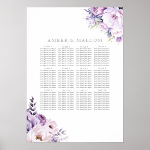 Póster Tabla de asientos del Boda de niebla de lavanda en