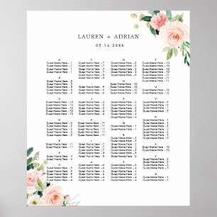 Póster Tabla de asientos del Boda de ORDEN ALFABÉTICO