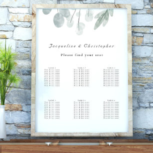 Póster Tabla de asientos del Boda de tabla Eucalyptus Flo