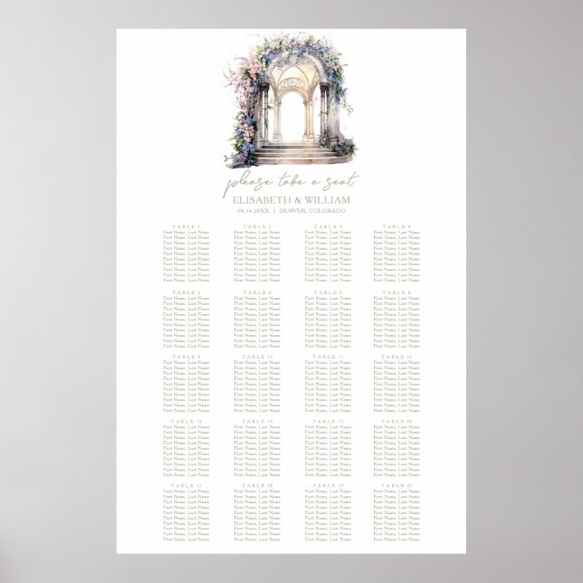 Póster Tabla de asientos del Boda del arco del boda 20 (Frente)