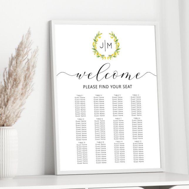 Póster Tabla de asientos del Boda del cítrico del limón b (Subido por el creador)