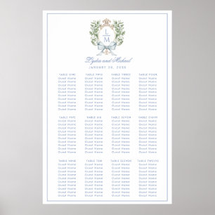 Póster Tabla de asientos del Boda del Escudo de hoja Mono