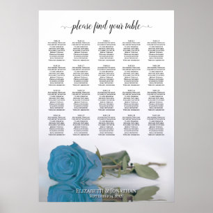 Póster Tabla de asientos del Boda del Rosa azul cielo 20