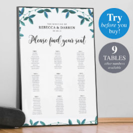 Póster Tabla de asientos del Boda Eucalyptus con 9 tablas