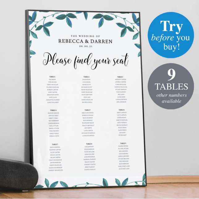 Póster Tabla de asientos del Boda Eucalyptus con 9 tablas (Subido por el creador)