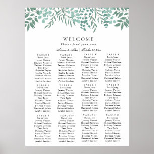 Póster Tabla de asientos del Boda Eucalyptus Rustic Green