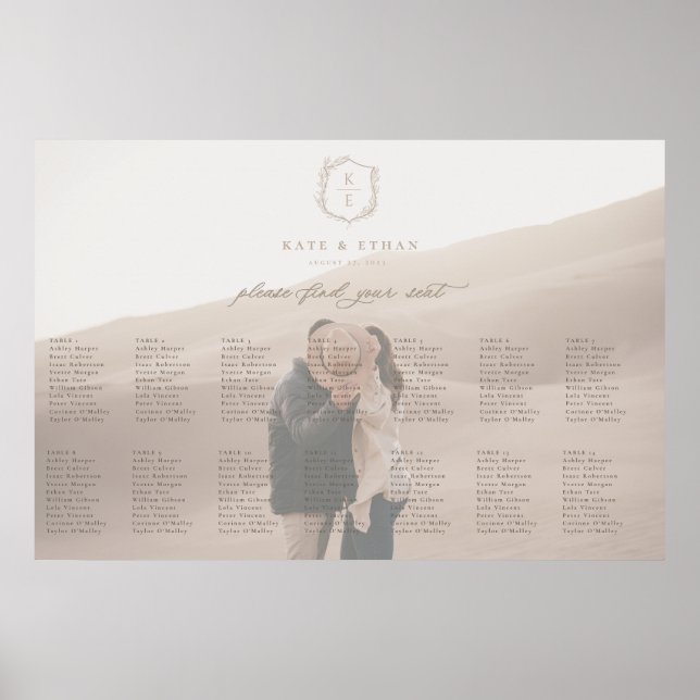 Póster Tabla de asientos del Boda fotográfico del Escudo  (Frente)